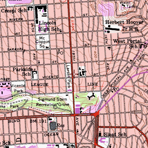 Topographic Map of Saint Cecilia School, CA