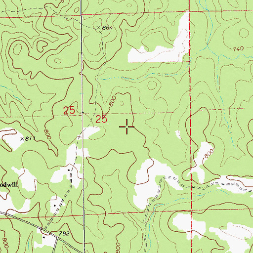 Topographic Map of Waverly Division, AL
