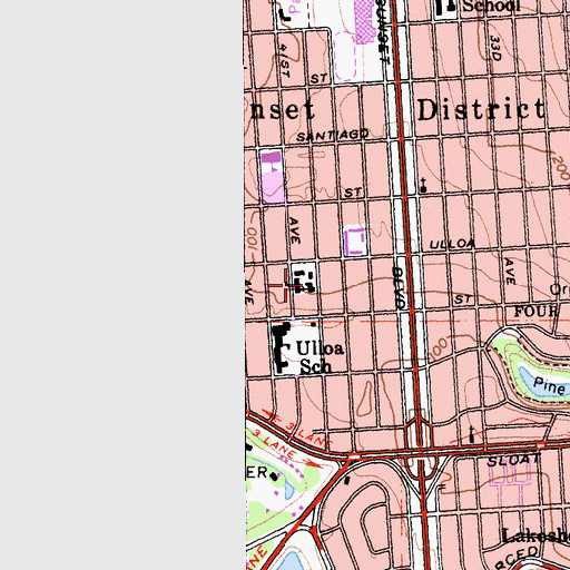 Topographic Map of Saint Gabriel Roman Catholic Church, CA