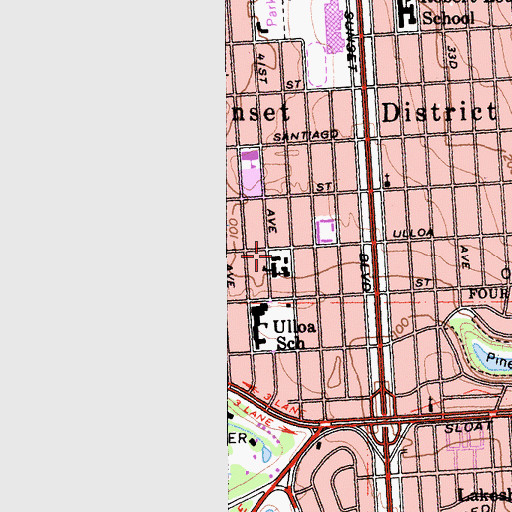Topographic Map of Saint Gabriel Elementary School, CA
