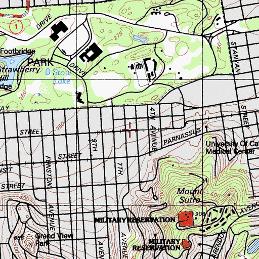 Topographic Map of Saint John of God Newman Center, CA