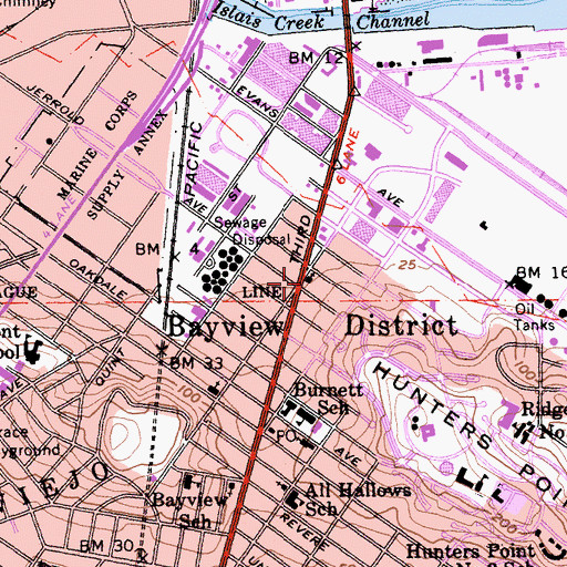 Topographic Map of Saint Johns Missionary Baptist Church, CA