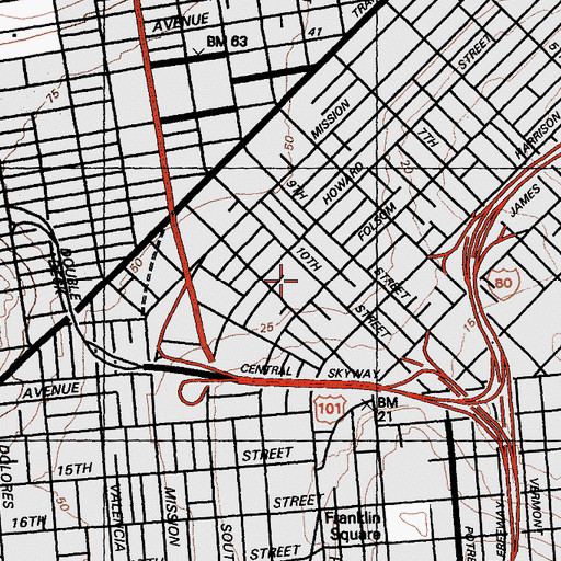 Topographic Map of Saint Josephs School, CA