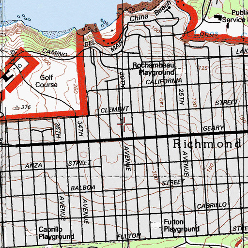 Topographic Map of Saint Peters Episcopal Church, CA