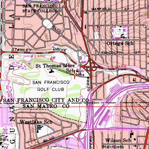 Topographic Map of Saint Thomas More Roman Catholic Church, CA