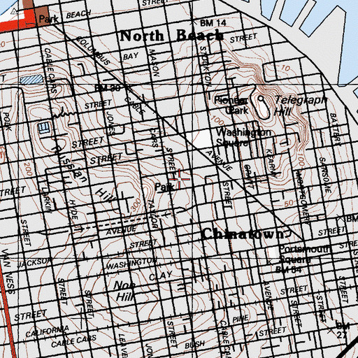 Topographic Map of San Francisco Chinese Baptist Church, CA