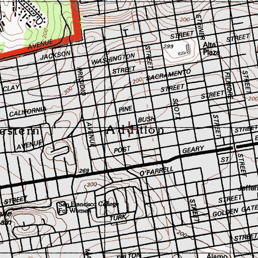 Topographic Map of San Francisco Community Convalescent Hospital, CA