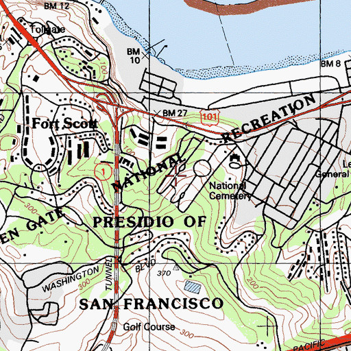 Topographic Map of San Francisco National Cemetery, CA