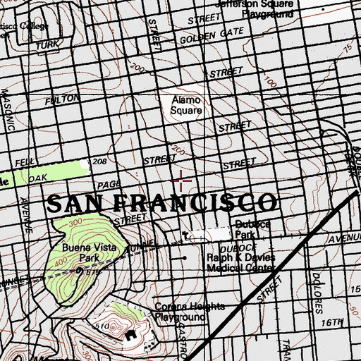Topographic Map of Second Union Baptist Church, CA