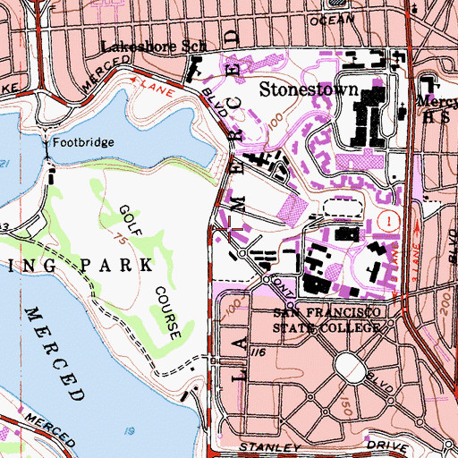 Topographic Map of Seven Hills Center, CA