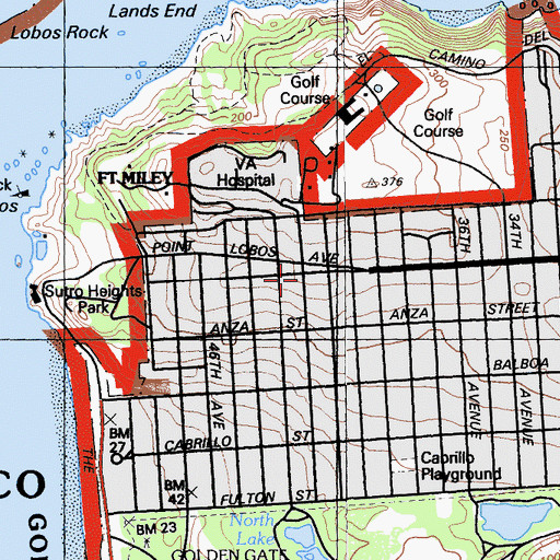 Topographic Map of Seventh Day Adventist Chinese Church of San Francisco, CA