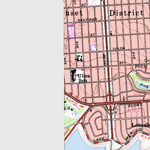 Topographic Map of South Sunset Playground, CA