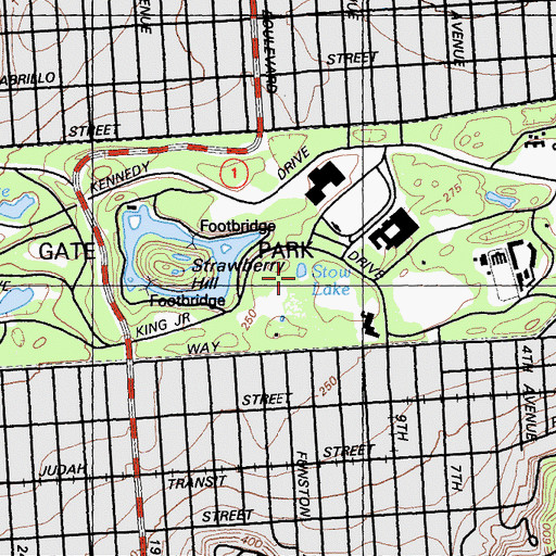Topographic Map of Strybing Arboretum, CA