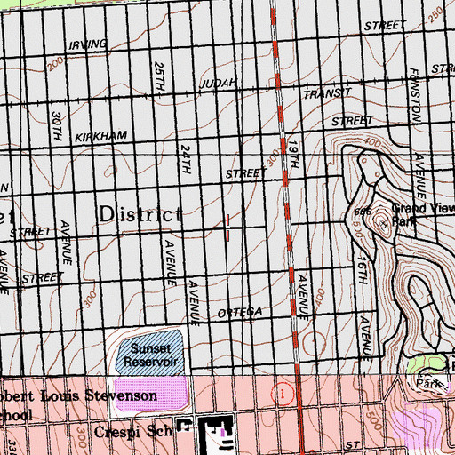 Topographic Map of Sunset Bible Fellowship Church, CA