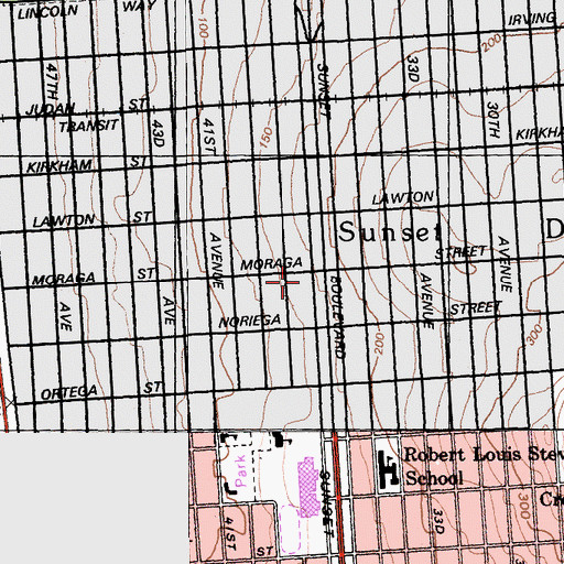 Topographic Map of Sunset Lutheran Church (historical), CA