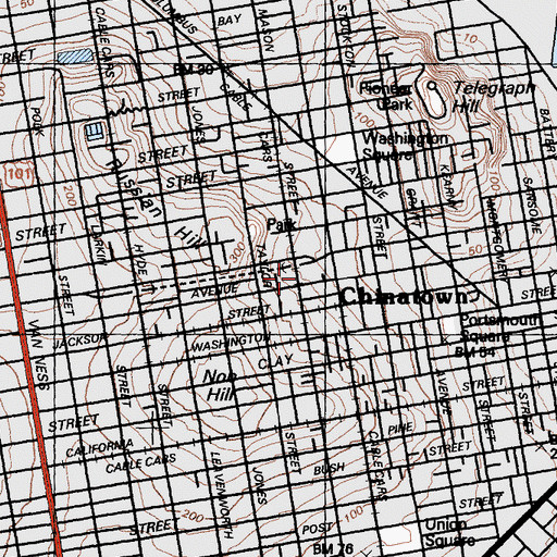 Topographic Map of True Sunshine Episcopal Church, CA