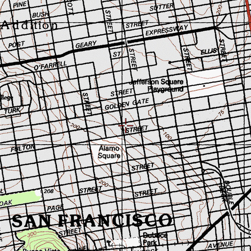 Topographic Map of Uptown Church of Christ, CA