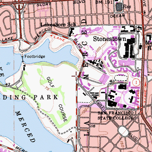 Topographic Map of Verducci Hall, CA
