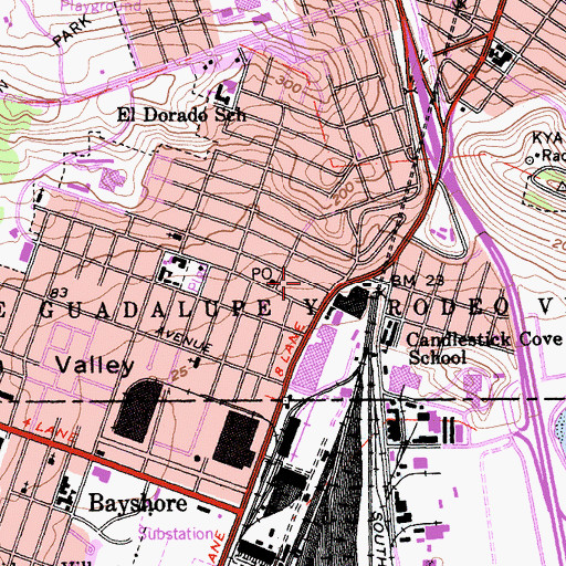 Topographic Map of Visitacion Valley Community Center, CA