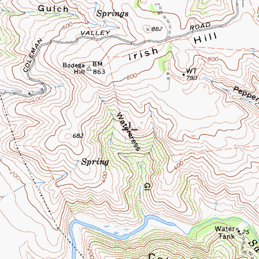 Topographic Map of Alice Rock, CA