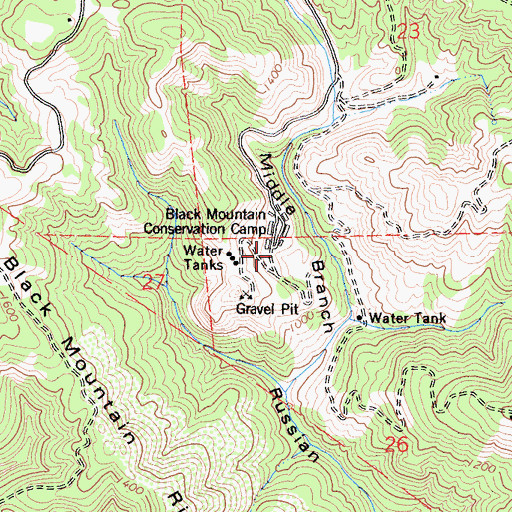 Topographic Map of Murphy Mill, CA