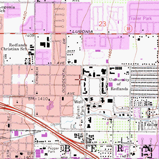 Topographic Map of Fairmont Hall, CA