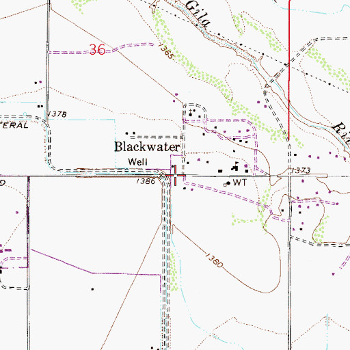 Topographic Map of Blackwater, AZ