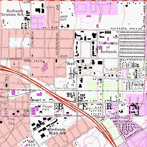 Topographic Map of Hentschke Hall, CA