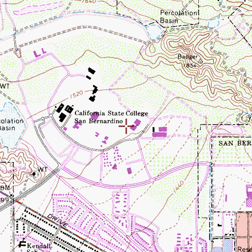 Topographic Map of Jack H Brown Hall, CA
