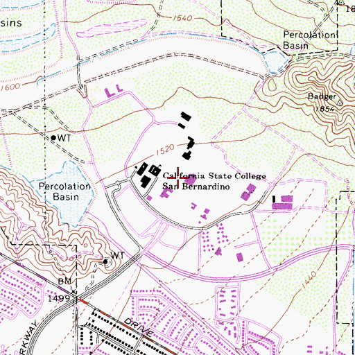 Topographic Map of John M Pfau Library, CA