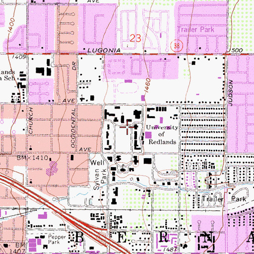 Topographic Map of Melrose Hall, CA