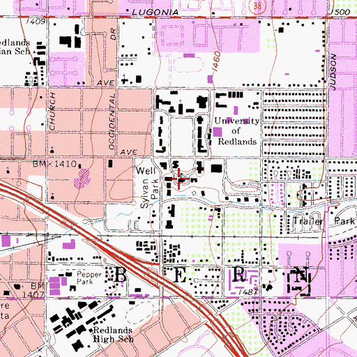 Topographic Map of Sara Grace Parker Hall of Letters, CA