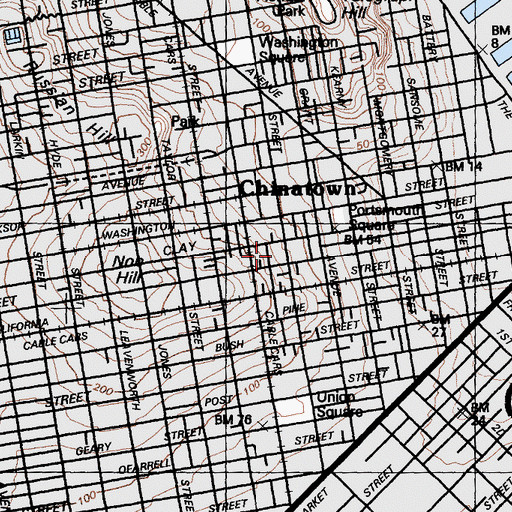 Topographic Map of Chinese Central High School, CA