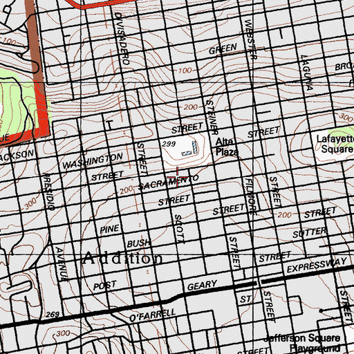 Topographic Map of Christ Episcopal Church, CA