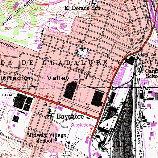 Topographic Map of Church of the Visitacion, CA