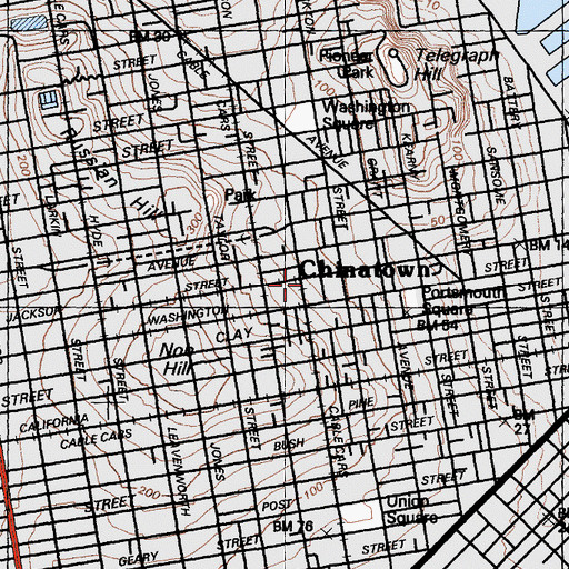 Topographic Map of Cumberland Chinese School, CA