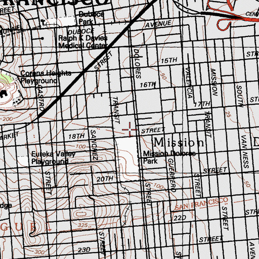 Topographic Map of First Covenant Church, CA