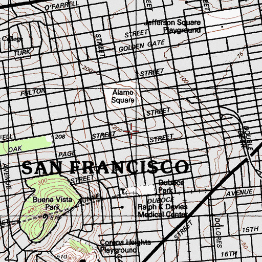 Topographic Map of First Friendship Institutional Baptist Church, CA