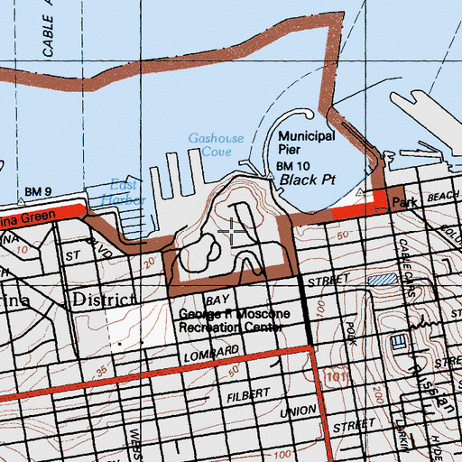 Topographic Map of Fort Mason Chapel, CA