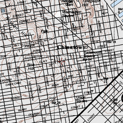 Topographic Map of Kong Chow Temple, CA