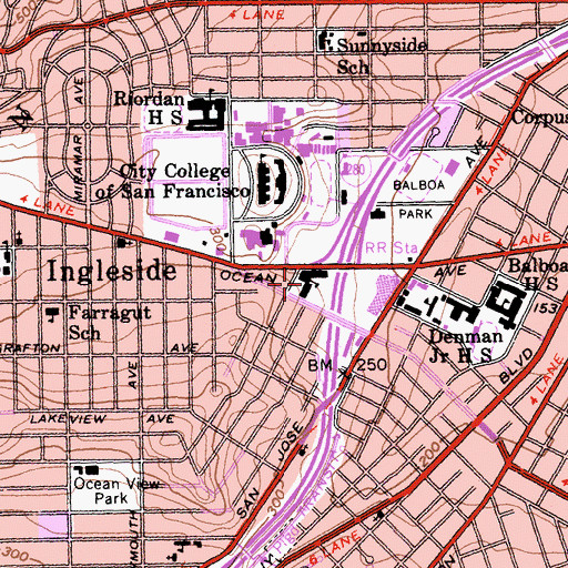 Topographic Map of Lick - Wilmerding High School, CA