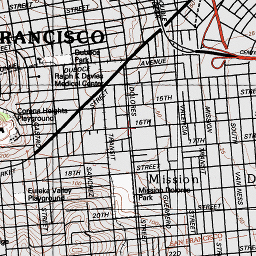 Topographic Map of Lighthouse Full Gospel Church, CA