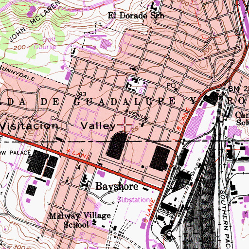 Topographic Map of Our Lady of the Visitacion School, CA