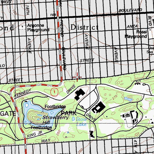 Topographic Map of Paradise Monastery of San Francisco, CA