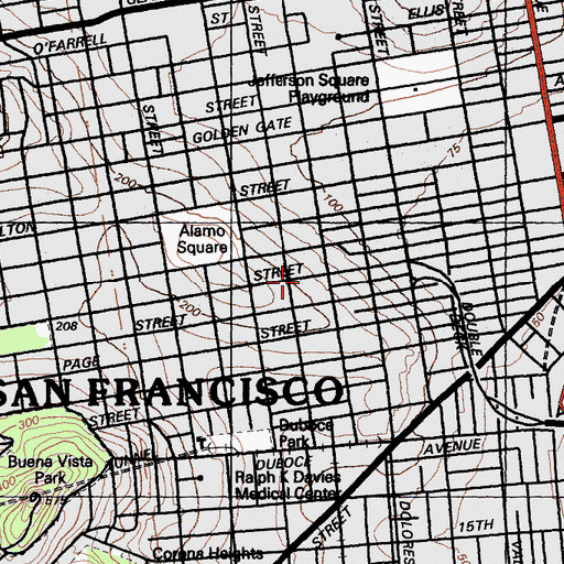 Topographic Map of Megan Furth Academy at Sacred Heart, CA