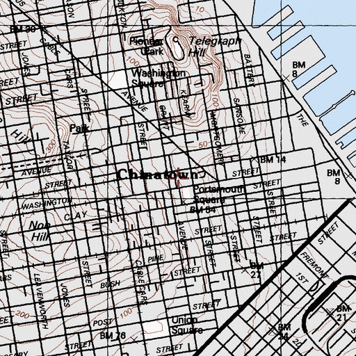 Topographic Map of Saint Mary's School, CA