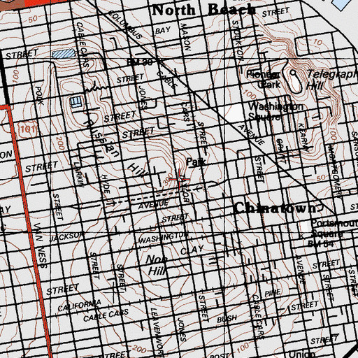 Topographic Map of Saint Mary's Chinese Language School, CA