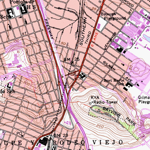 Topographic Map of Saint Paul of the Shipwreck Roman Catholic Church, CA