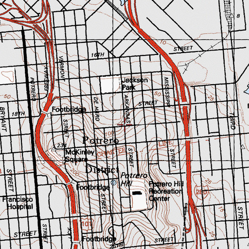 Topographic Map of Saint Teresas Roman Catholic Church, CA