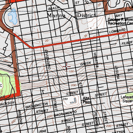 Topographic Map of Saint Vincent De Paul School, CA